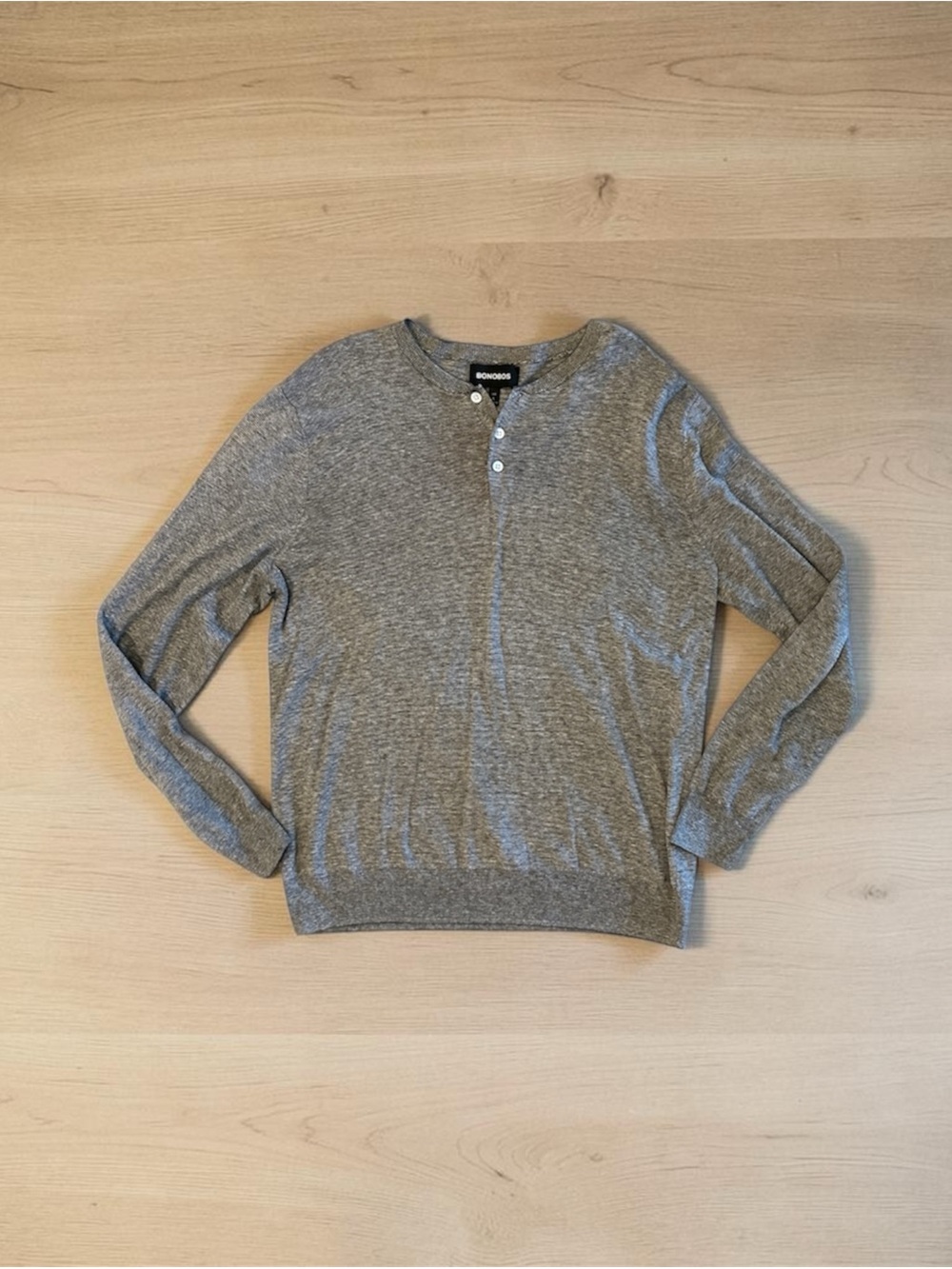 BONOBOS Mens Large - Gray Henley Sweater